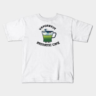 Vaporwave Aesthetic Great Wave Off Kanagawa Cafe Coffee Tea Kids T-Shirt